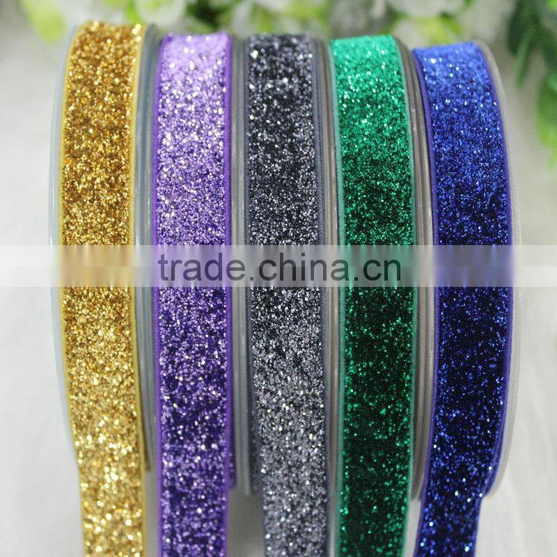 Wholesale Polyester Velvet Glitter Ribbon