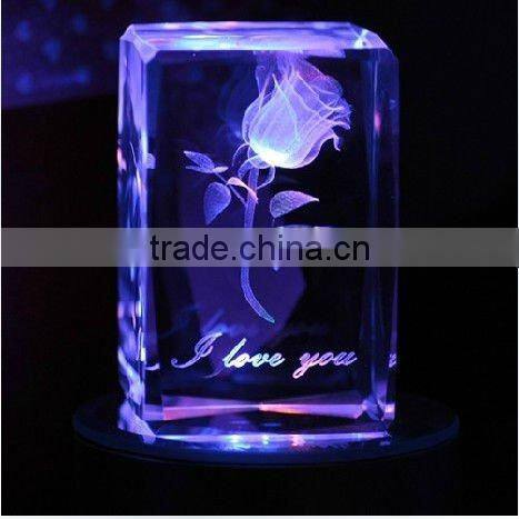 3d etched crystal laser engraving gifts glass cube