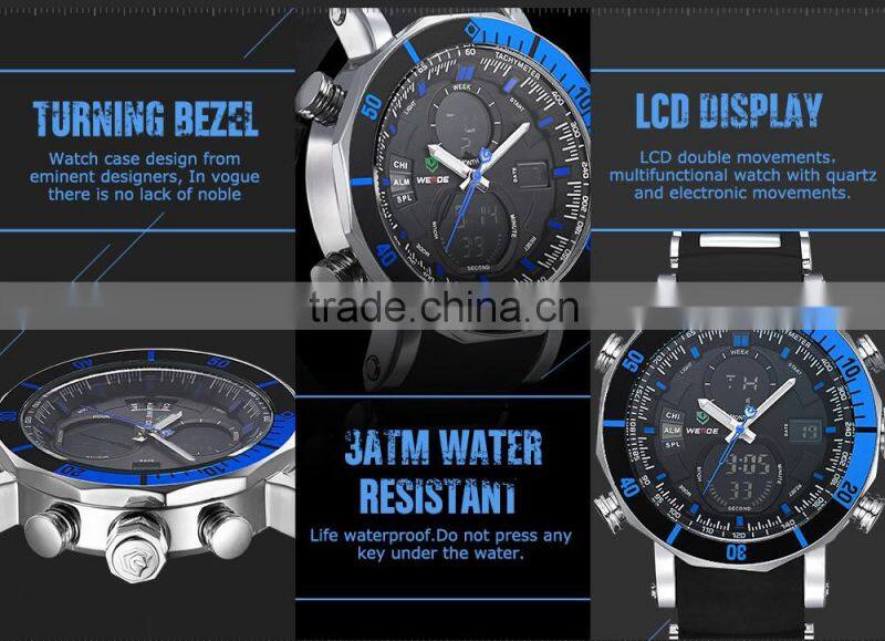 Weide watches made in china japan movt quartz watch stainless steel back water resistant top luxury brand watch