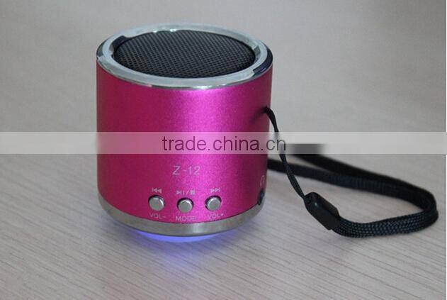 Wholesale Bulk round metal usb speaker fm radio mini speaker with micro-sd / tf card