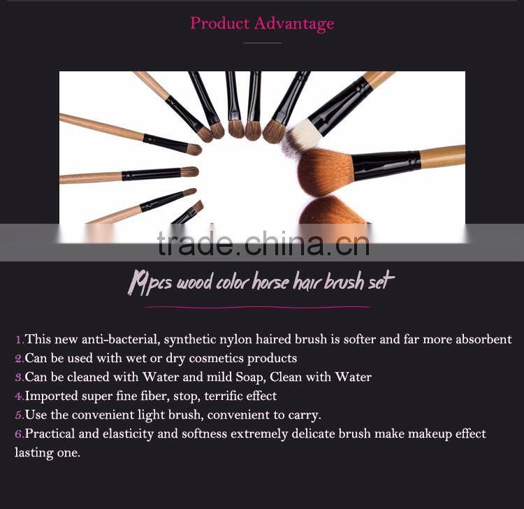 19 pcs house hair natural wood Ferrule foundation makeup brush