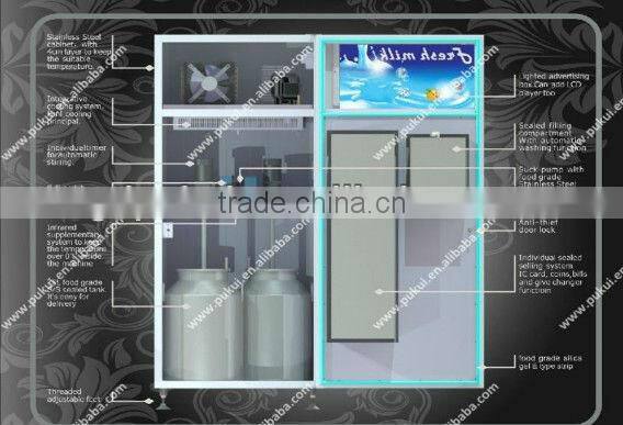 Coin operated automatic milk vending machine with cooling system