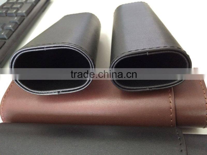 Wholesale Black genuine leather case for eyeglasses