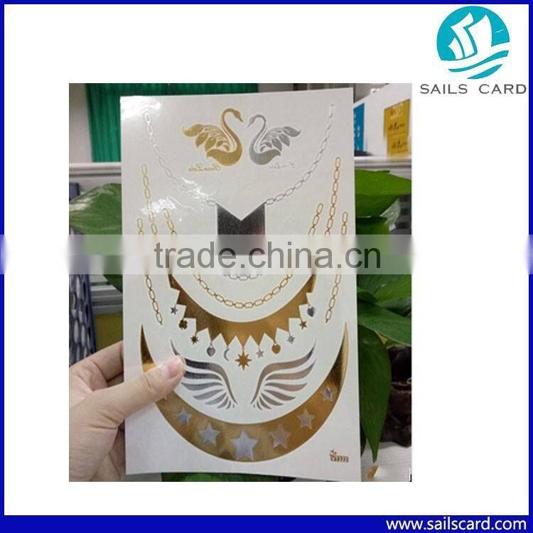 Fashionable design Gold Metallic tattoo sticker for body art
