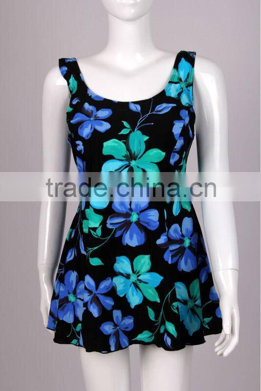 Blue floral sex bathing suit one piece swimsuit / elegant beach wear / full body swimwear women