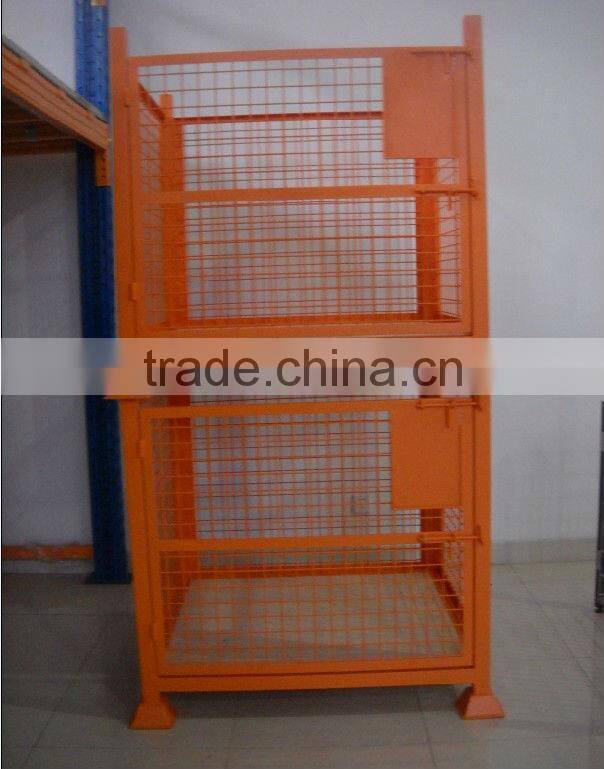 Popular Collapsible Warehouse Cage with 4 Wheels Foldable Metal Wire Container
