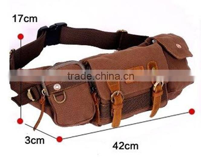 Vintage Best Khaki Mens Canvas Waist Bag Promotional Fanny Pack 2015