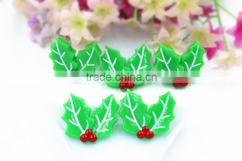 New arrival resin Christmas pine boughs resin hair bow resin cabochons flatback resin DIY resin for kids hair phone accessaries