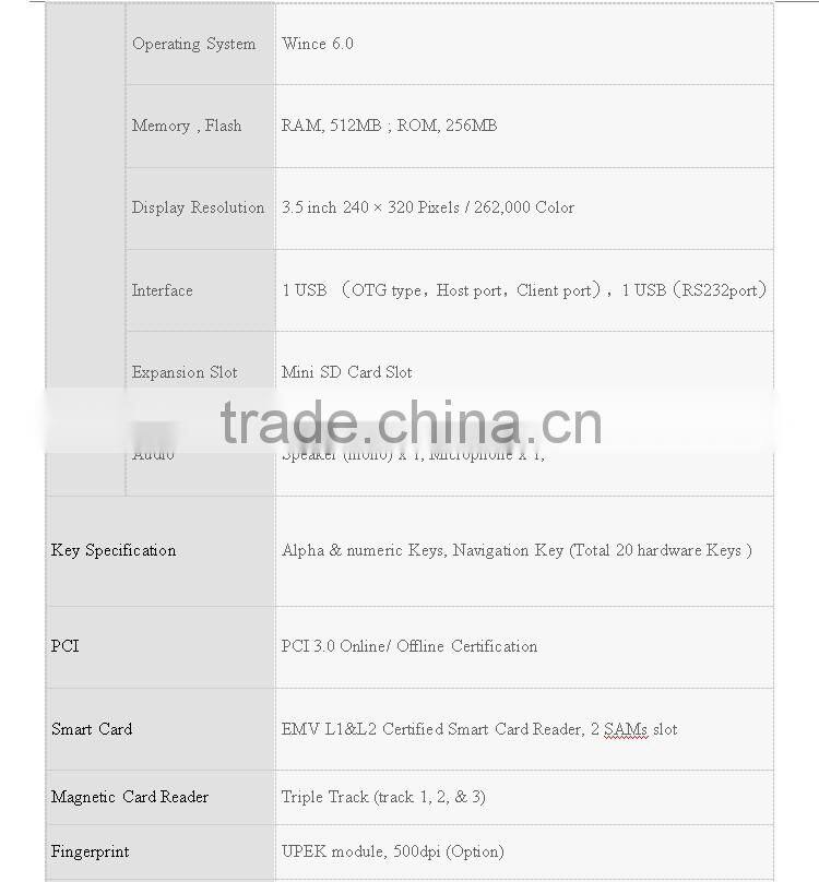 All-in-one Touch Handheld Barcode Scanner WinCE Mobile POS System Terminal