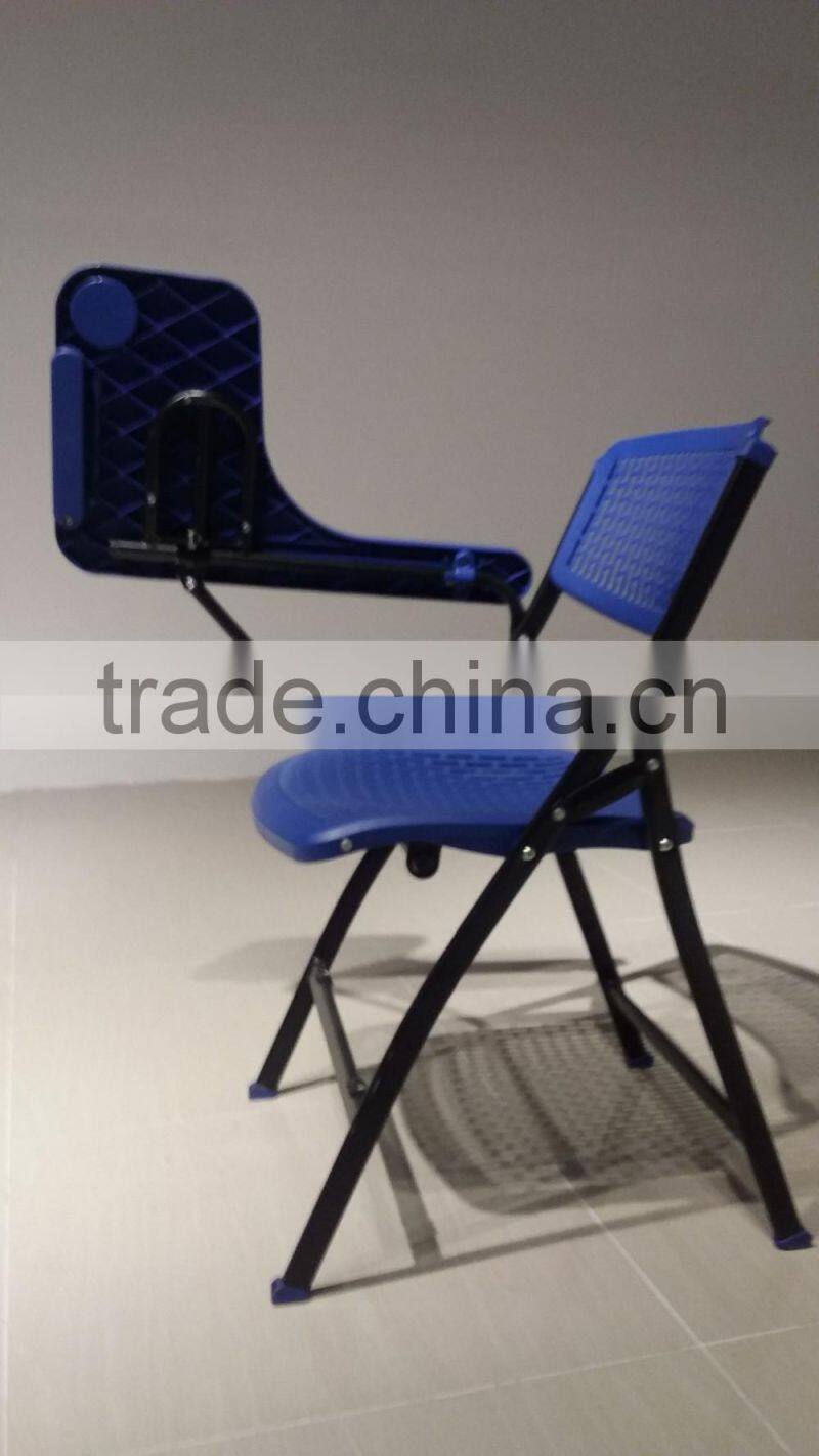 Student folding training chair/ school plastic chair with writing tablet