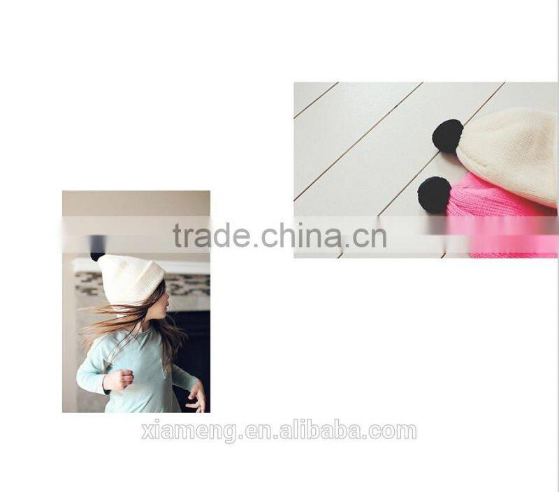 fashion plain design candy sweet kids winter hats and caps with top ball