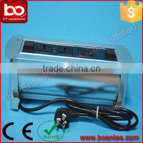 Manual Flip Up Desktop Socket with 4 Power Plug for Conference Table
