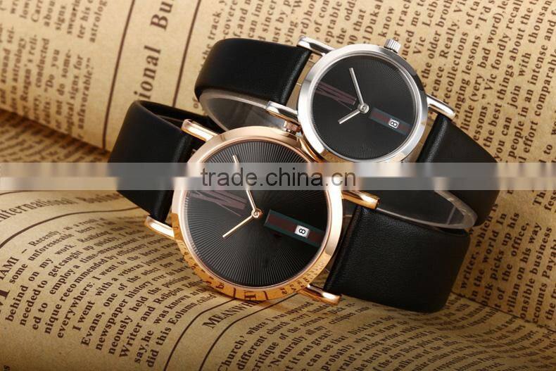 Leather Quartz Pair Couple Watches With Fashion Design