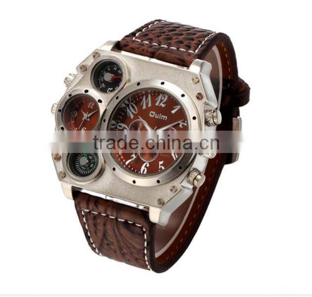 wholesale fashion leather big face quartz mens wrist watches