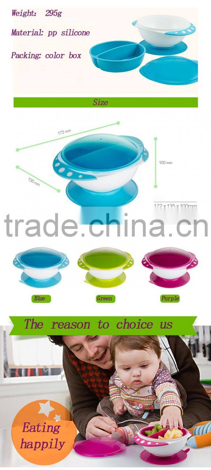 New style drop proof safety baby feeding bowls with sucker