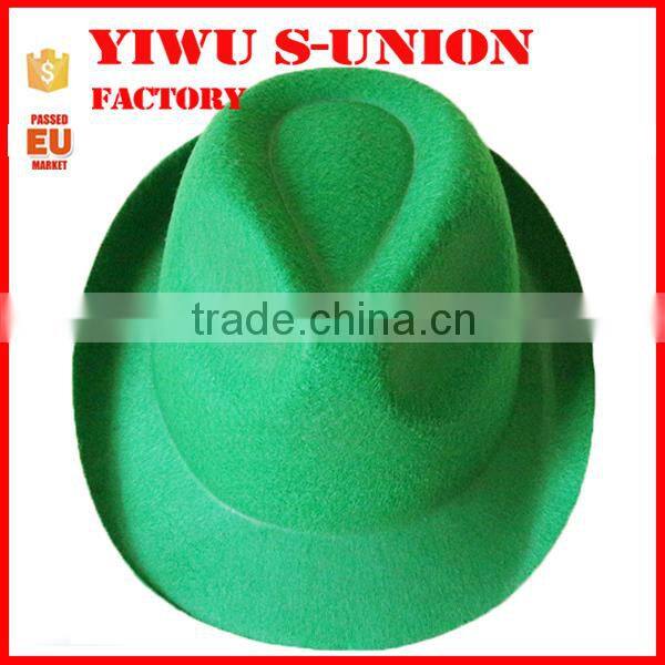 Funny non woven party hat carnival decorate green felt fedora hat