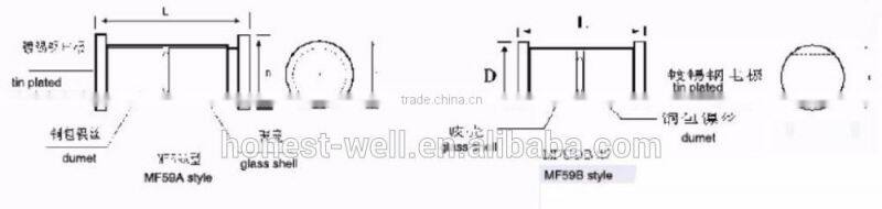 MF59 Series Automatic or Digital Equiments Glass Encapsulated NTC Thermistor