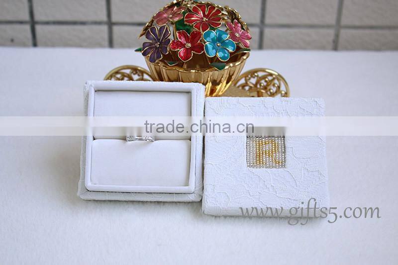 Handmade Unique Bead wedding ring box with beaded name plate of R