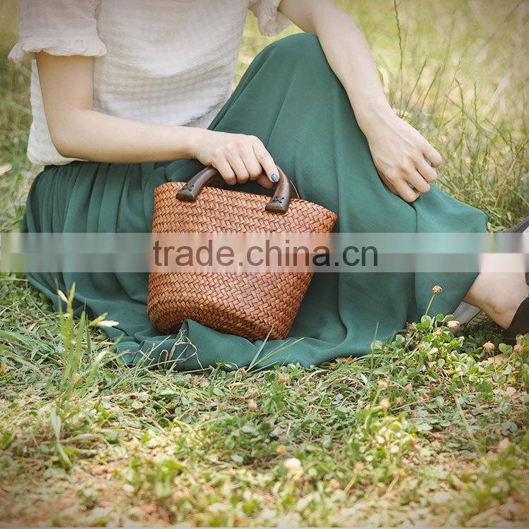 2016 new arrival beautiful straw bag brown women beach bag