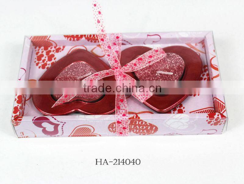 valentines heart shape tealight candle with candle holder gift set