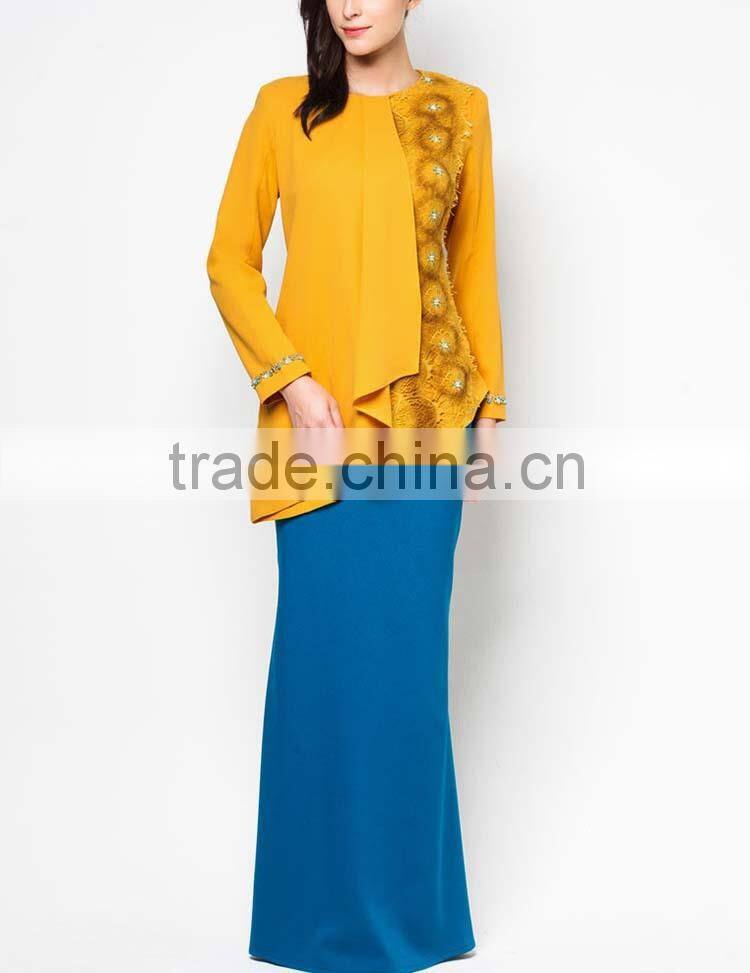 Beaded sunflower new model design fashional women muslim dress