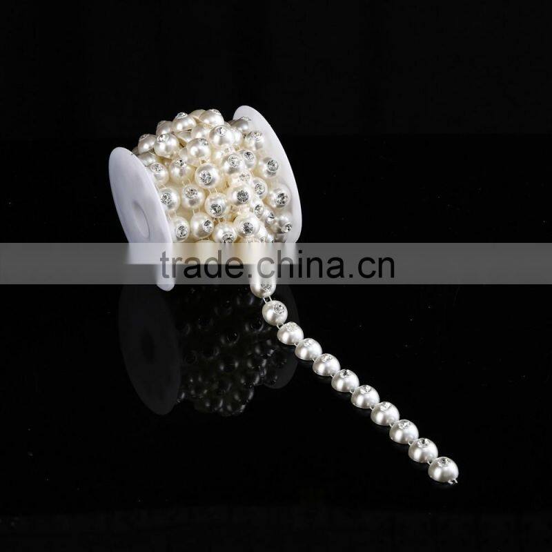 Hot Sale Supersized Semicircular Plastic Pearl Chain with Acrystal for Shoe Decoration Made in China