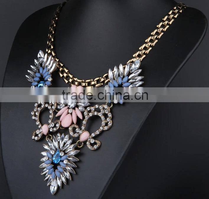 New Luxury Multicolor Flower Vintage Choker Collar Pendant Statement Necklace Women Fashion Necklaces for Women 2014