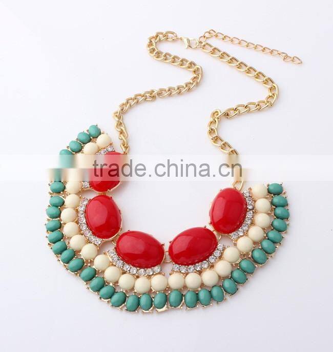 Top Quality Acrylic Multicolor Choker Vintage Pendant Statement Necklace Women Fashion Necklaces for Women 2014