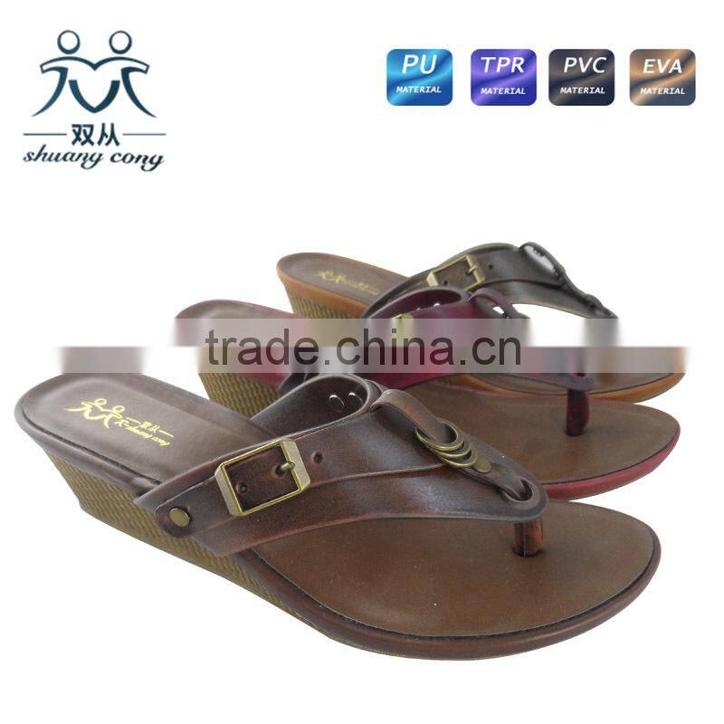 2016newest style PU high heel roman slipper ladies shoes flip flop suitable