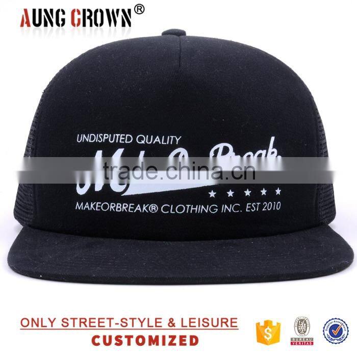 100% cotton custom black plain unisex mesh trucker hat