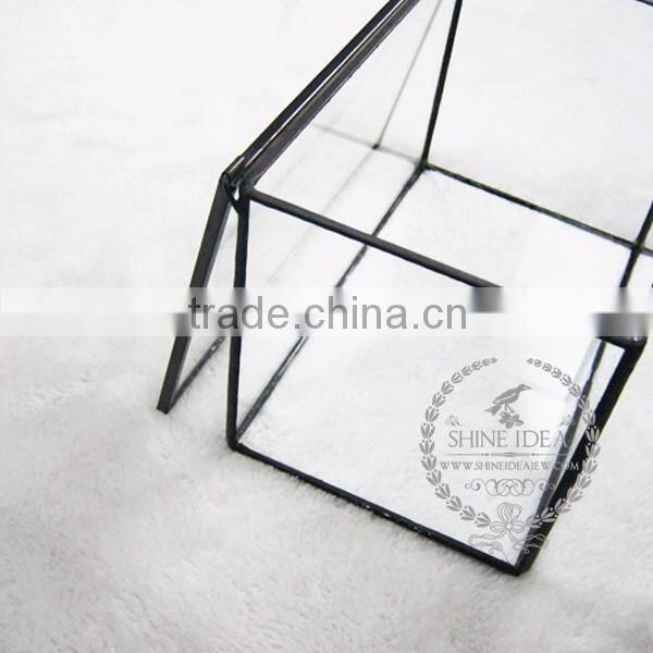 17*10.3*10.7cm geometric rectangle opening box air plant planter glass terrarium flower arrangement indoor gradening 0100038