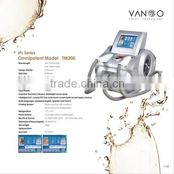 2 handpiece portable ipl hair removal machine with colorful touch screen