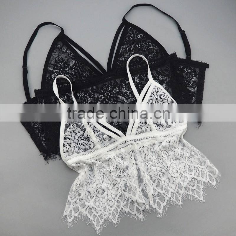 Bonvatt Lace Bra Top Wireless Cups Brassiere Fashion Eyelash Bralette Cute Crop Top bra Underwear Intimate Tops