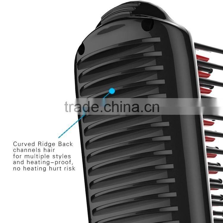 Ceramic automatic hair straightening brush