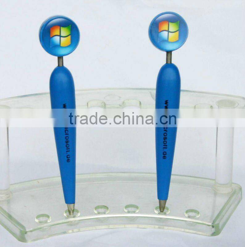 OEM design cartoon pen/pen with cartoon head/wooden pen with animal top