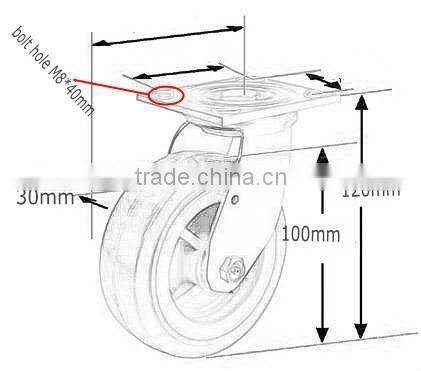 fixed flat plate caster 4" CA-1 PU wheel
