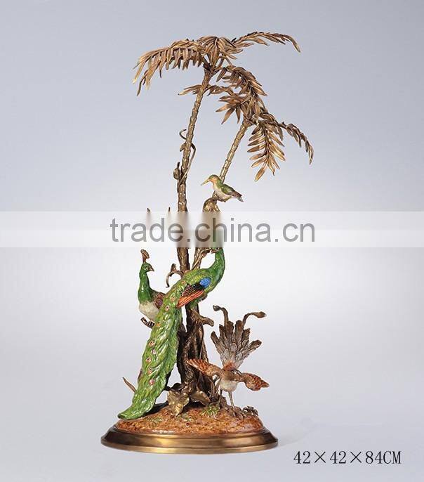 Imitated Swan Design 8 Lights Chandelier, Antique Brass Droplight With Porcelain Swan, Decorative Ceramic & Bronze Ceiling Lamp