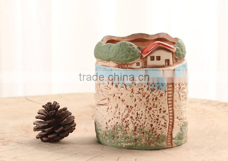 New design small hand-painted ceramic planter for succulents