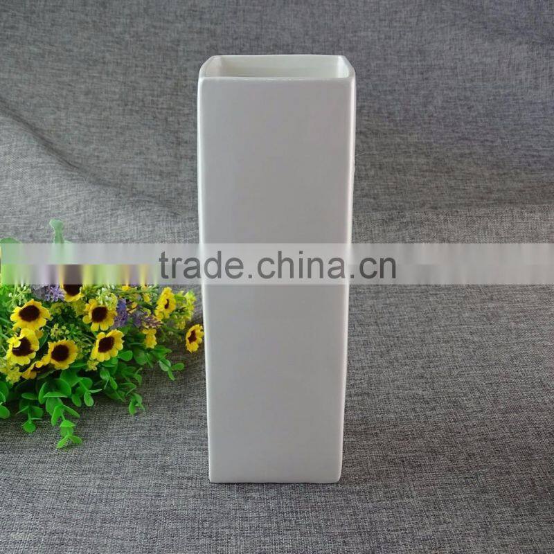 Stocklot cheap rectangular white porcelain flower vase