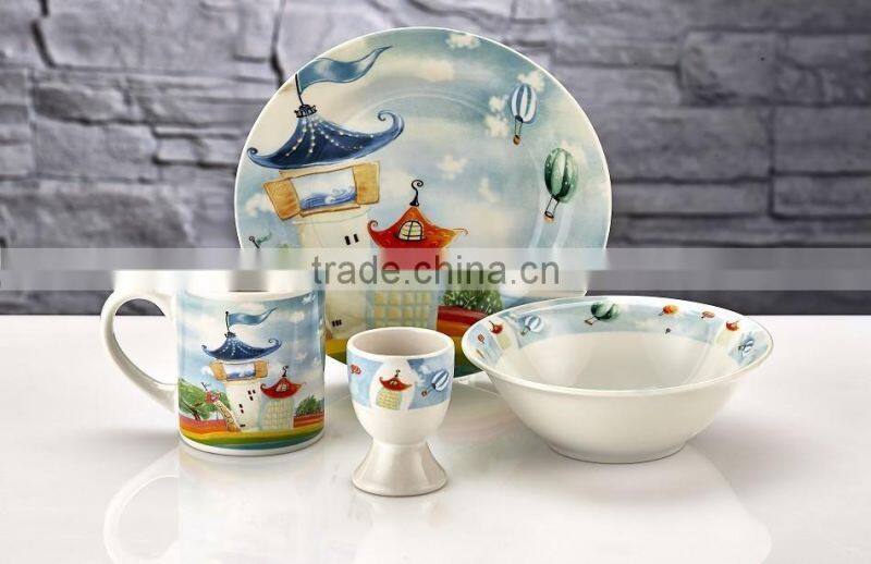Promotion item porcelain royal children dinner set high Quality eco-friendly new bone china dinner plate dinner gift set