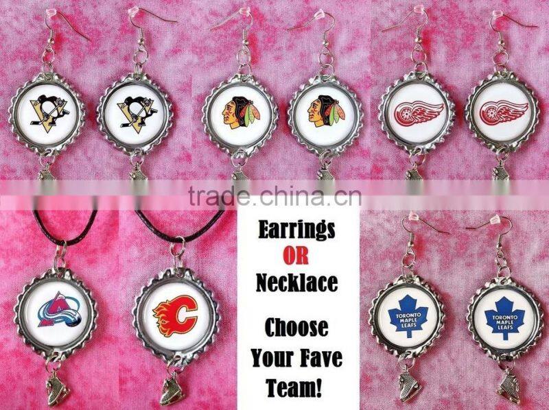 european nhl team earring, metal nhl pendant
