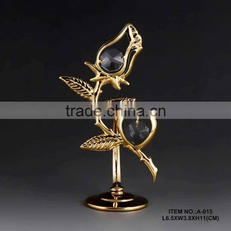 24K gold plated heart flower for valentine's gifts