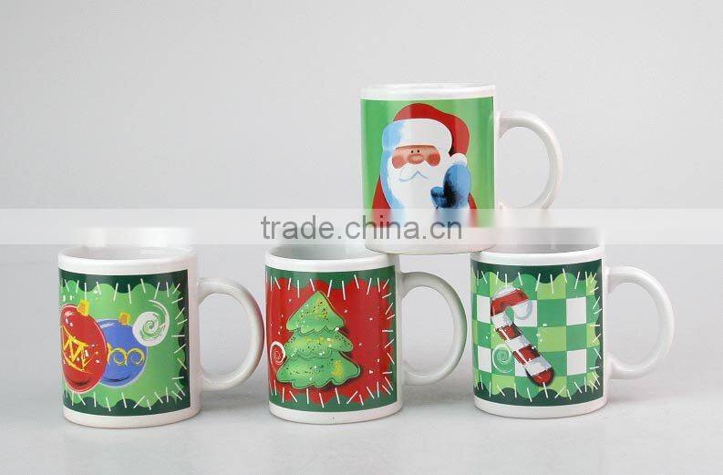 Set of 3 porcelain tea cup set with decal printing