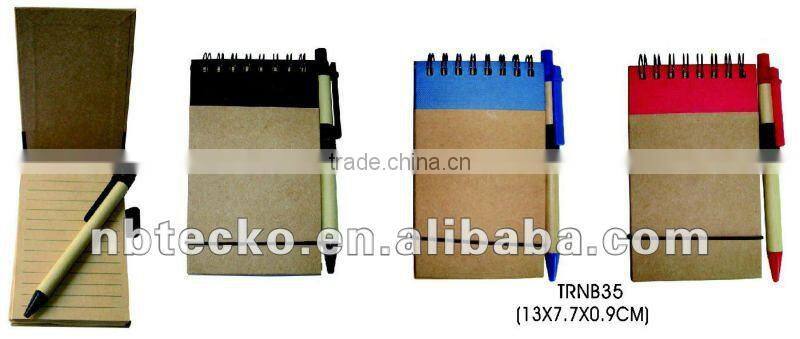 Best selling natural ECO friendly Recycled paper note book with pen