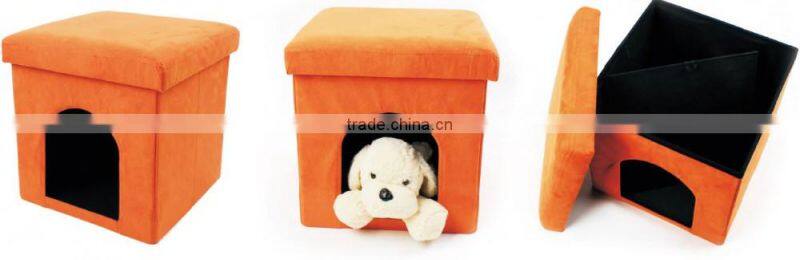 Faux Leather Small Dogs Cats House Furniture Foldable Storage Pet Bed Ottoman