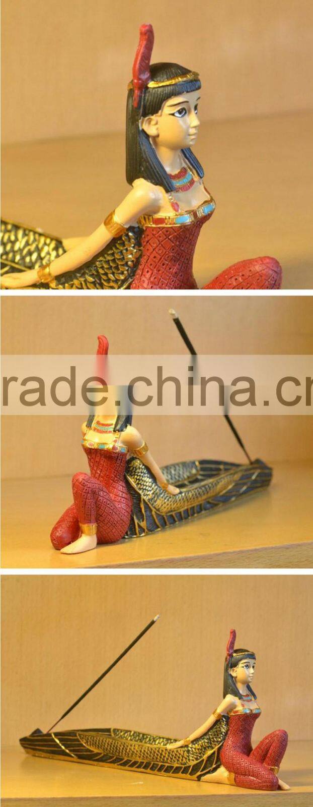 Ancient Egyptian Goddess Isis figure stick incense burner holder