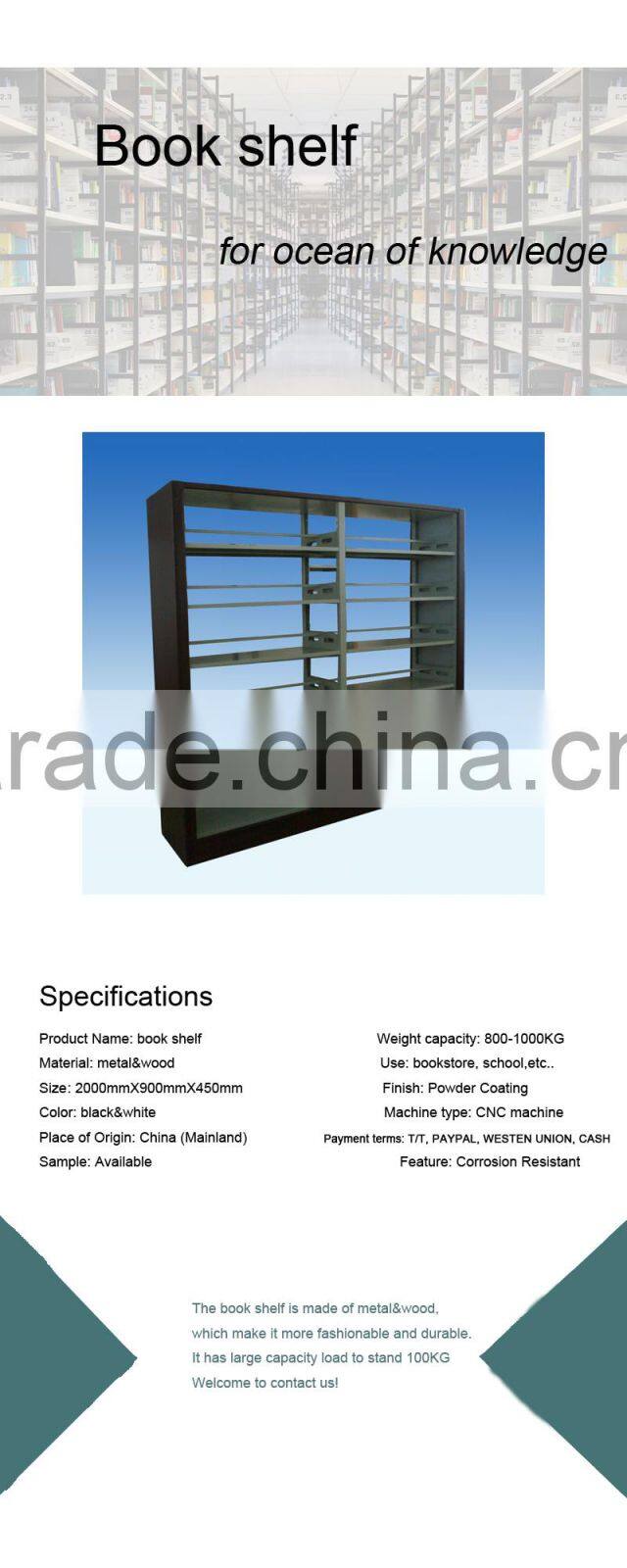 Cheap tall steel wall bookshelves for sale