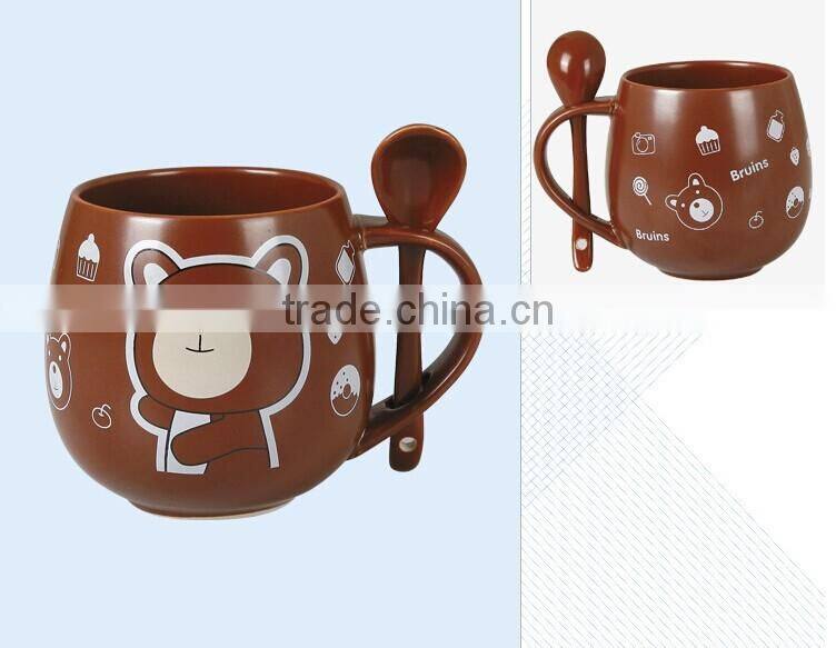 350ml ceramic coffee mug with spoon milk mug