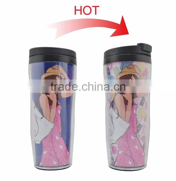 12oz Double Wall Plastic Travel Magic Mug with Custom Printing