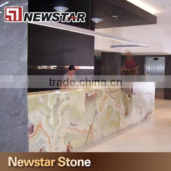 Backlit light green onyx stone sheet wall panel